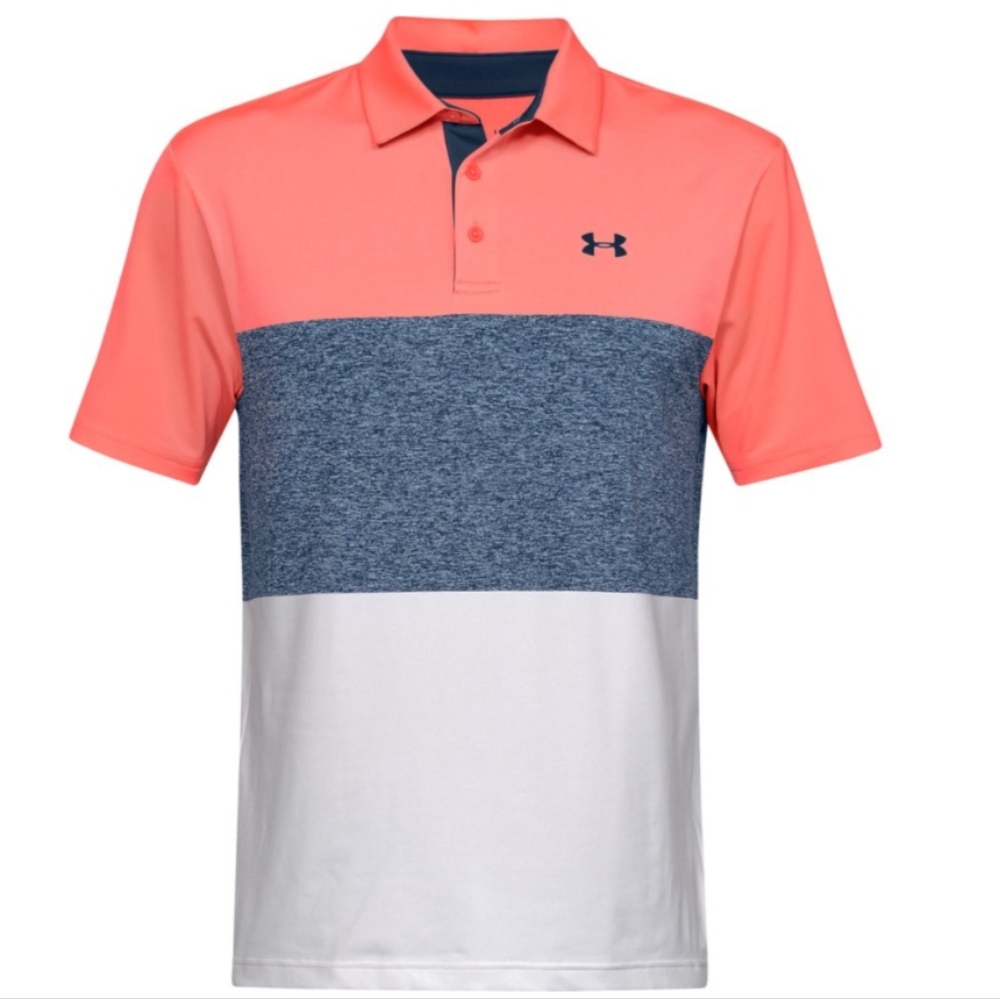 Under Armour Golf Playoff Polo 2.0 Lightweight Breathable Pink Blue White Mens M
